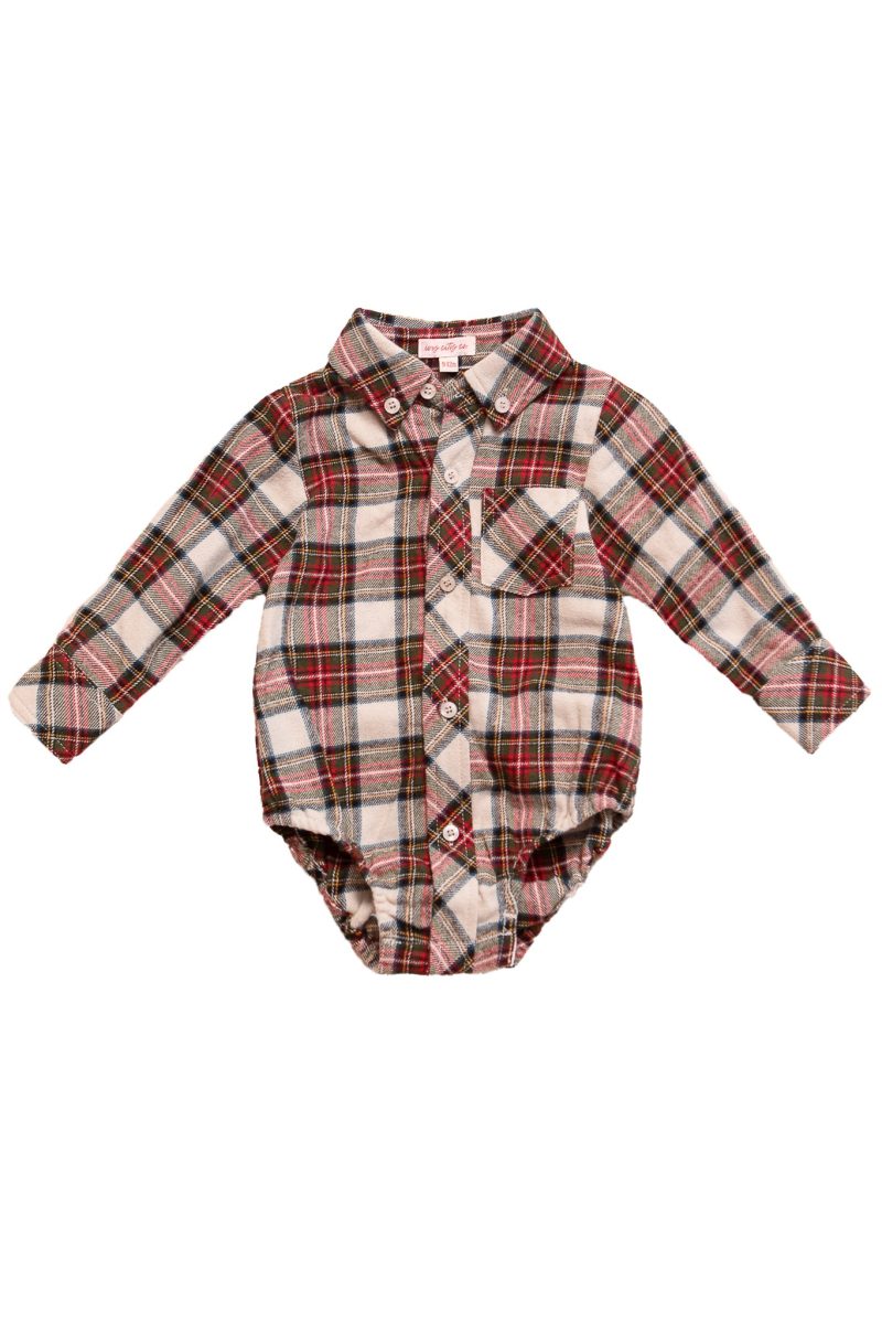 BabyShirt MerryRomperinHolidayPlaid Front