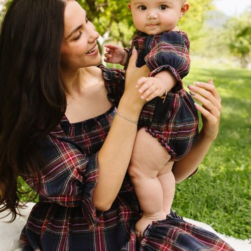 Baby Madeline Romper in Navy Plaid - FINAL SALE-Baby